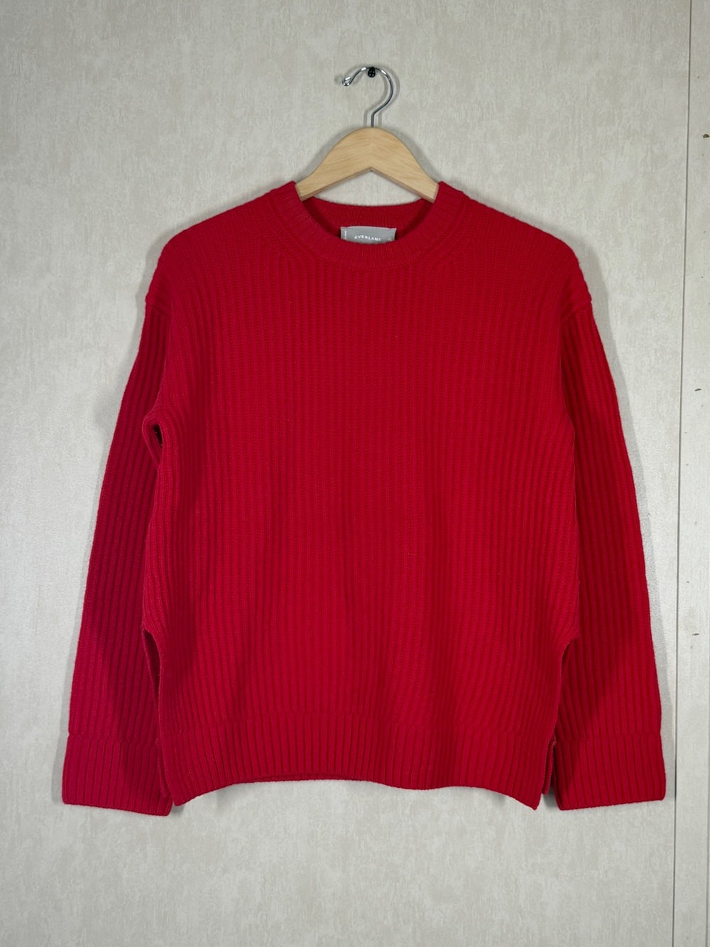 Everlane Women’s 100% Wool Boxy Crewneck Knit Sweater in Red XS